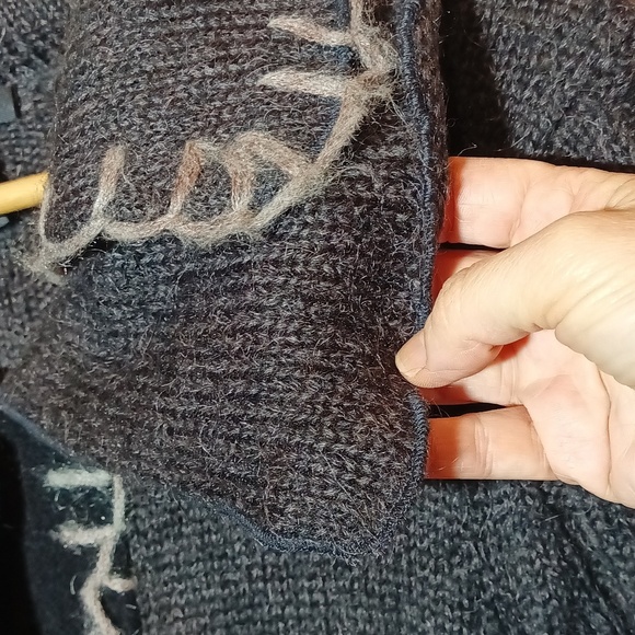 Rare Cupio duster cardigan wool blend Y2K large buttons ruffles mixed media M - Picture 7 of 10